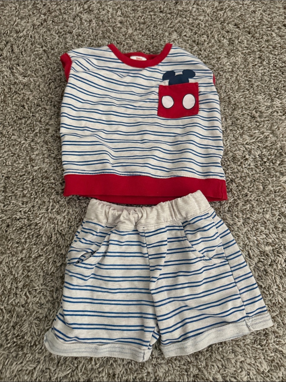 Disney Red, Blue & GrayStriped Mickey Pocket Set